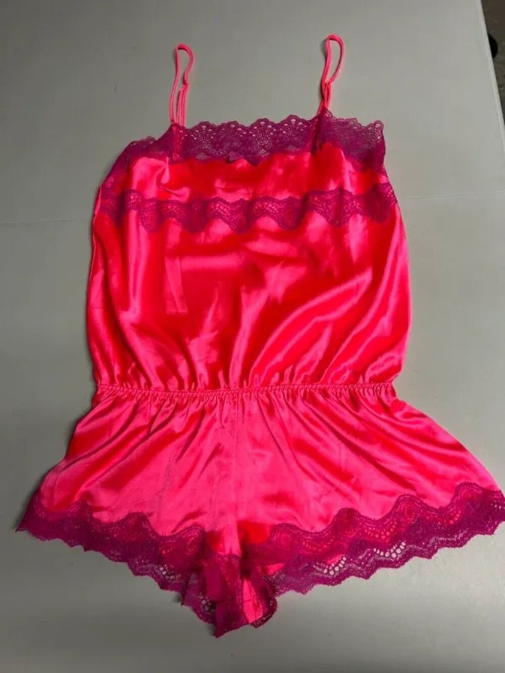 Victoria’s Secret satin hot pink romper size small